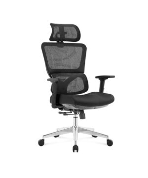 Black Orthopedic Chair with Adjustable Arms Aluminium Base