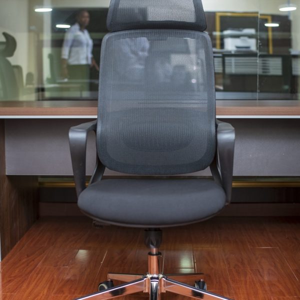 High back office chair Black mesh and lumbar support LJ-2005A.