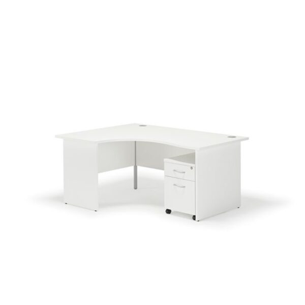 2M Curved White Desk Metal Legs with Movable Drawers