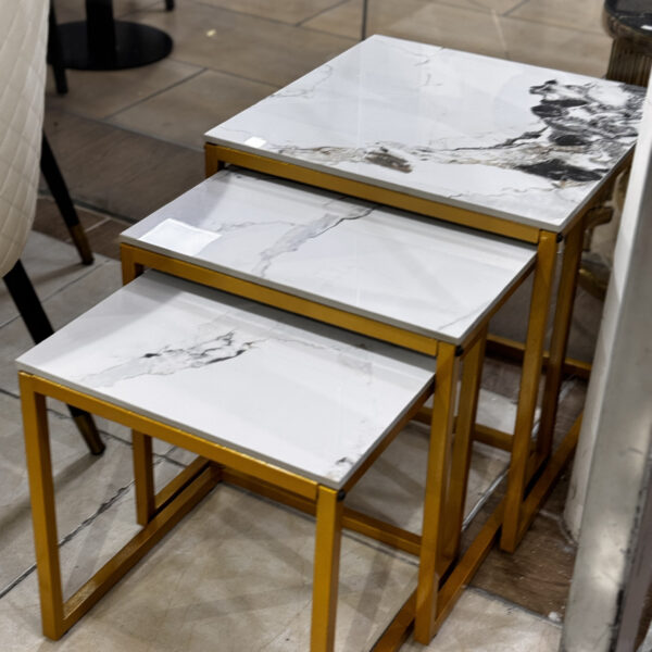 Nesting stool white gold