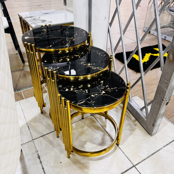 Nesting stool black gold round